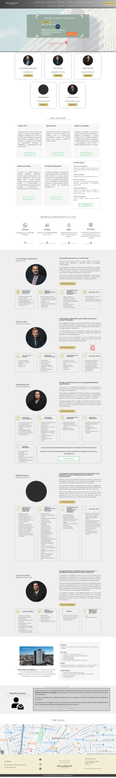 Site institucional do escritório de advocacia AYALA BAZAN ADVOGADOS , situado na cidade de Franca - SP , com design responsivo e otimizado para SEO, desenvolvido pela A.CAMARGO DIGITAL .