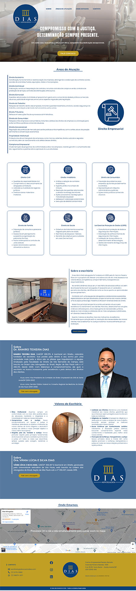 Site institucional do escritório de advocacia DIAS ADVOGADOS , situado na cidade de Santo André - SP , com design responsivo e otimizado para SEO, desenvolvido pela A.CAMARGO DIGITAL .