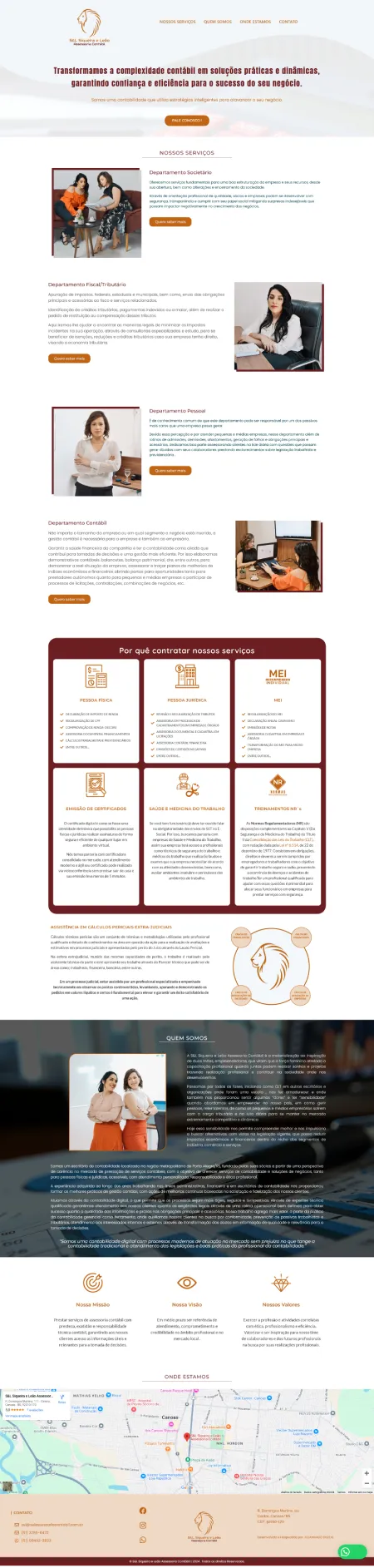 Site institucional do escritório de contabilidade S&L SIQUEIRA E LEÃO Assessoria Contábil , situado na cidade de Canoas - RS , com design responsivo e otimizado para SEO, desenvolvido pela A.CAMARGO DIGITAL .